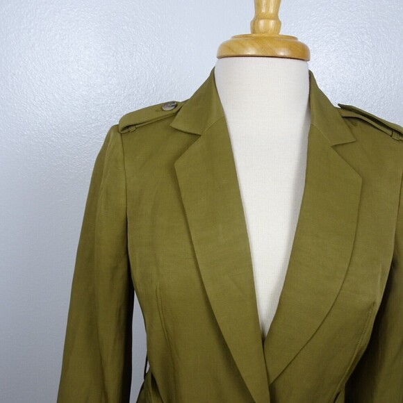 EXPRESS Women's Coat Jacket Belted Linen-Blend Lightweight Pockets NWOT XS - Picture 3 of 12
